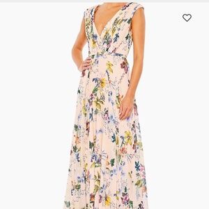 Mac Duggal Pleated Floral A-line Dress Size 8